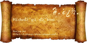 Hidvégi Ákos névjegykártya